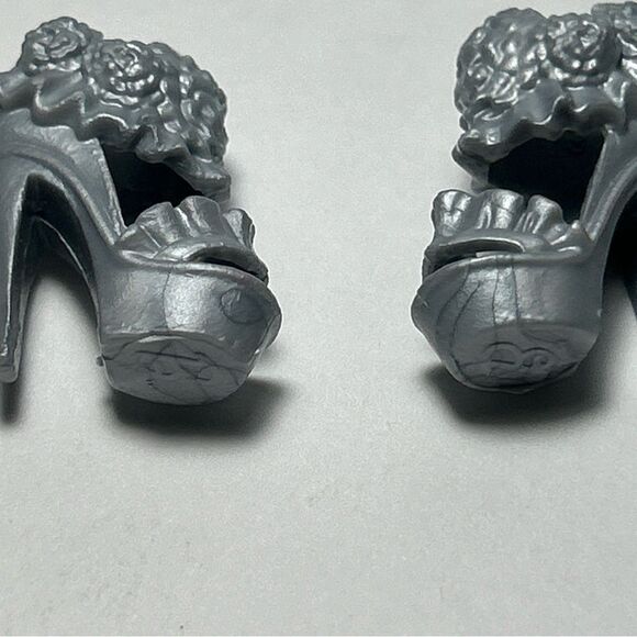 Rose Floral Ruffle Peek a Boo Platform Stiletto High Heels Genuine BARBIE Shoes - Picture 5 of 5